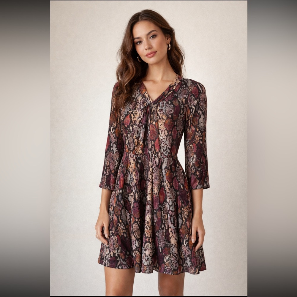 Rebecca Taylor Silk Multicolor Snake Print Dress